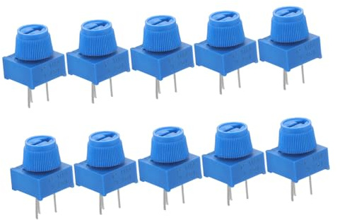 Trimmerpotentiometer 10 Stück 10k mit Drehknopf für Steckbrett | Kunststoff und Metall, Dreipolig Ausgeführt, für Breadboarding und Prototyping, Leicht Einsteckbar