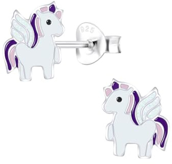 Monkimau Mädchen Ohrringe Einhorn | Ohrstecker aus 925 Sterling Silber | Kinderohrringe hypoallergen