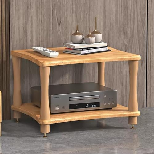 Generisch Audio-Rack aus Massivholz – 2-stufiger Medienständer für DVD-/CD-Player und Verstärker, Retro-AV-Schrank für Home Entertainment, 42 cm Höhe, langlebiges Natur-Finish
