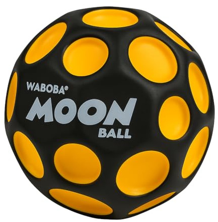 Waboba UV Moon Ball – Hyper-Bounce Ball mit UV-reaktiver Farbe – Springt bis zu 30 Meter hoch – Mit „Pop“-Geräusch – Outdoor-Spielzeug für Kinder, Teenager & Erwachsene - Gelb & Schwarz