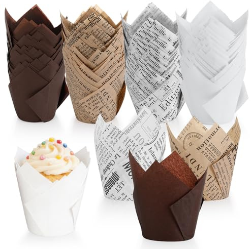 200 Stück Muffinförmchen Papier Tulpe, Muffins Papierförmchen | Muffinform Cupcake Förmchen Papiers,Standardgröße Backförmchen Papier für Hochzeit Geburtstag Party