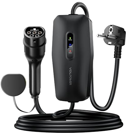 Chargeur Voiture Electrique,3.68KW/10M EV Chargeur Type 2, Cable Recharge Véhicule Electrique 16A avec EU Schuko Prise, Borne de Recharge Monophasé IP65, Compatible avec E-208, Model Y/3,ID.3, ID.4