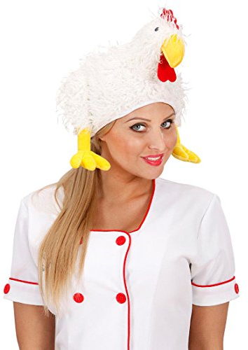 Amakando Hühnermütze Hahn Mütze Suppenhuhn Hut Tierhut Henne Chicken Cap zum Hühnerkostüm Tiermütze Huhn