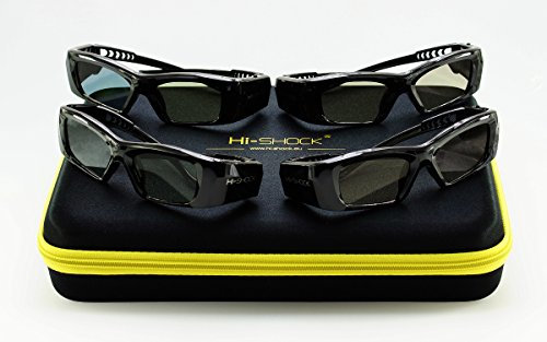 4X Hi-Shock DLP Pro Series DLP Link Activa Shutter 3D Gafas para Todas DLP Full HD/UHD Proyectores [Acer, BenQ, Optoma, NEC, SIM2, Viewsonic, INFOCUS, LG, Wolf Cinema, Christie, 96-200 Hz