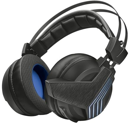 Trust Gaming GXT 393 Magna Casque Gamer 7.1 USB sans Fil avec Micro pour PC, Ordinateur Portable, PS4 et Xbox One, LED Lumineux - Noir/Bleu
