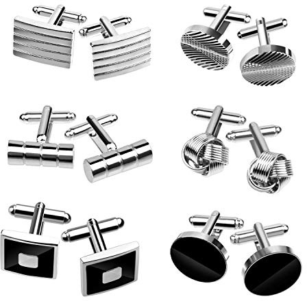 TUPARKA Classic Cufflinks for Men, 6 Pairs