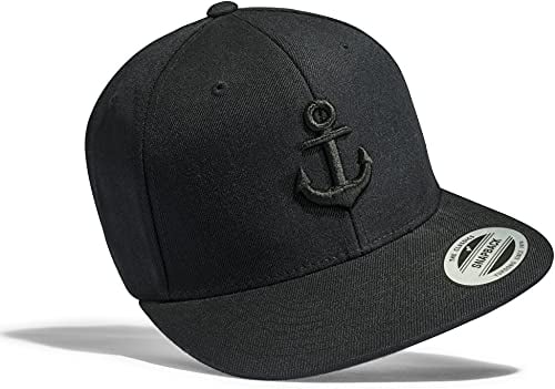 Cap Flexfit Snapback : Anker - Kappe Herren & Damen Kapitänsmütze (Schwarz)