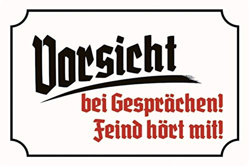 Blechschild 20x30cm gewölbt Vorsicht bei Gesprächen Feind hört mit Metall Deko Geschenk Schild