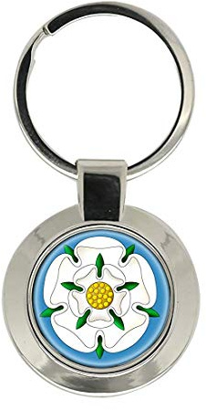 Giftshop UK White Rose of York Metal Key Ring