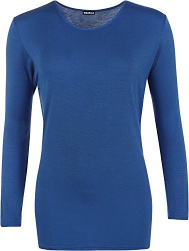 WearAll Ladies Long Sleeve T-Shirt Top Womens Plus Size - Royal Blue 16-18