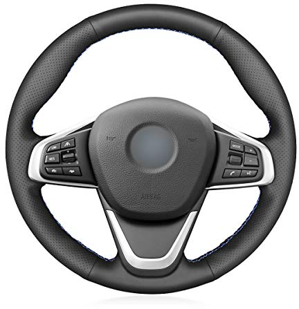 MEWANT Lenkradbezug Leder für BMW 2er F45 (Active Tourer) 2014-2021/2 Serie F46 (Gran Tourer) 2014-2021 / X1 F48 2015-2021 / X2 F39 2018-2021/2 Serie Lenkradbezug