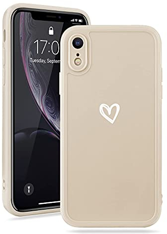 Micoden for iPhone XR Phone Case Cute Girls Silicone Shockproof Protective Bumper Cases with Love Heart Pattern Design for iPhone XR White