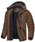 KEFITEVD Jacke Herren Winter Übergangsjacke Thermo Skijacke Winterjacke Outdoorbekleidung mit Kapuze Männer Fleecejacke für Angeln Wandern Kaffee S