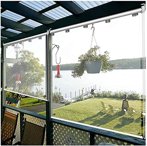 FUFU Roller Shade Blind Clear Outdoor Gazebo Blinds, Waterproof Windproof PVC Roll Up Shades, Balcony Pergola Curtain 65/85/105/125/145/155CM, Transparent, 145cmx 200cm/57''x78.7''