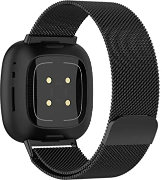 ZoRoll Armband Kompatibel mit Fitbit Versa 3 / Fitbit Sense, Edelstahl Ersatzarmband Mesh Metall Uhrenarmband Kompatibel mit Fitbit Versa 3 / Fitbit Sense - Schwarz