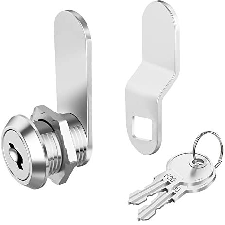 QOPAHI Cabinet Lock With Key, 5/8 Cupboard Cam Lock Keyed Alike for Mailbox, Toolbox, Filing Cabinet, Caravan Door, Drawer, Wheelie Bin, RV Storage - Zinc Alloy Replacement Set