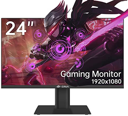 CRUA Gaming Monitor 24 Zoll FHD 165Hz 1ms,144HZ 1080P PC-Monitor, Computermonitor, unterstützt Freisynchron, 100% sRGB-Farbumfang, Augen-Schutz, DP, HDMI, Schwarz