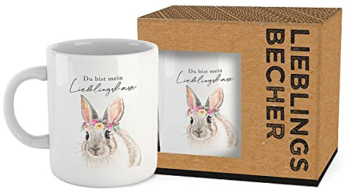 Du bist mein Lieblingshase Tasse - weiß, bedruckt, 100% Keramik, Fassungsvermögen ca. 250 ml.