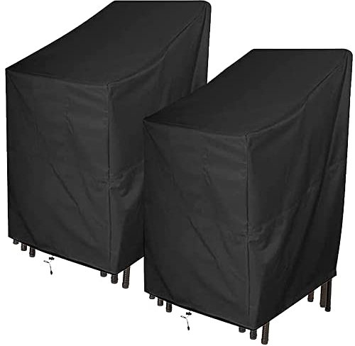 Skyour 2 Stück stapelbare Terrassenstuhlhussen für Gartenmöbel, wasserdicht, stapelbar, Kunststoff, Weidenkorb, Terrasse, Stapelstuhl, Esszimmerstuhlhussen, stapelbar, für Kaffeestühle, 2 Stück