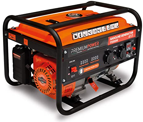 Generatore di corrente benzina Premium Power P2000W - monofase - 2 kW - AVR