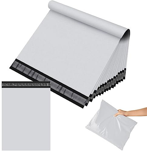 20 Stück Versandbeutel Groß Plastik Weiss Versandtaschen 18x24(45x60cm) Versandtüten Warenbeutel,Selbstklebend und Blickdicht,Versandtüten aus Plastik für Kleidung Logistikverpackungen Textilien