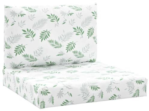 vidaXL Palettenkissen 2-TLG., Palettenauflage für Europaletten, Palettenpolster Palettensofa Outdoor Indoor, Sitzkissen Rückenkissen, Blattmuster Oxford-Gewebe