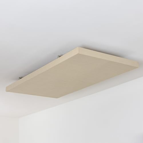 SILENT4® Schallabsorber Wand & Decke 120x60x5cm Akustikbild Akustikpaneele mit Akustikwolle, Schraubmontage, messbar verbesserte Raumakustik durch Akustikplatten mit Stoffbezug im Farbton Café Latte