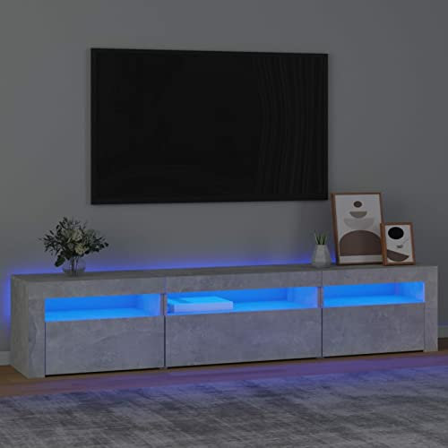 NITCA Mobile Porta TV con Luci LED, Mobile Televisore Moderno, Mobiletto TV, Mobile TV Soggiorno in Legno, Grigio Cemento 195x35x40 cm