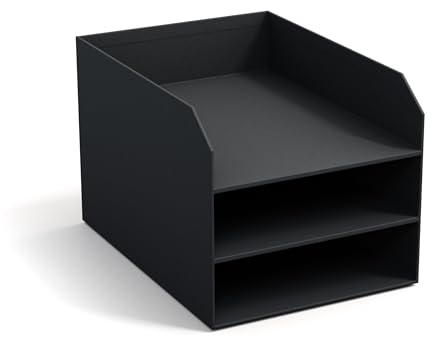 BIGSO Trey 3-stufige Briefablage – praktische Ablagefläche für Briefe, Dokumente in DIN A4-Format – Ordnungssystem aus Faserplatte mit Papier – dunkelgrau