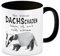 Dachs Kaffeebecher in schwarz mit Spruch Kleiner Dachschaden nicht schlimm Für Chaos-Liebhaber Tollpatsche Cartoon Mann Verrückte Macke Dachschaden Geschenk