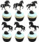 Ephlyn 24Pcs Horse Cupcake Toppers Glitter Animal Horse Racing Cupcake Pick Decorations for Baby Shower Kids Birthday Equestrian Theme Party Decorations Supplies Black