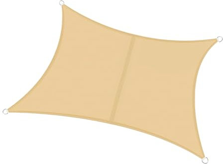Tenda a Vela con Protezione UV - Ombreggiante, Impermeabile e Antipioggia per Giardino, Terrazza e Balcone, Quadrata 3.6x3.6m, in Poliestere, Beige