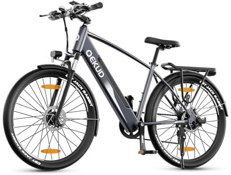 Qekud 27.5 Elektrofahrrad,27.5Zoll Elektrofahrrad Trekkingrad e-City Fahrrad mit 36V 12,5Ah Li-Ion Akku, Reichweite bis zu 100KM im Hybridmodus, 250W Motor, EU-konform,Mit App