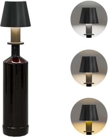 uuffoo Akku Flaschenlampe, dimmbare Tischleuchte, IP54 Lumelia Flaschenlampe, Touch led flaschenlicht für innen/außen, Restaurants und Bars (Schwarz)