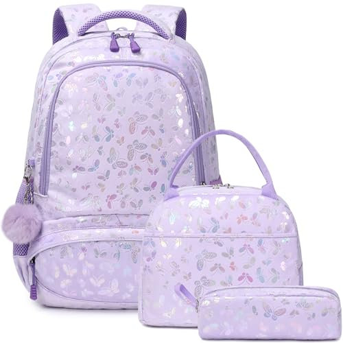 Plüsch Schmetterling Rucksack Kinder Mädchen Kinderrucksack Schulrucksack Schulranzen für Mädchen Schultasche 3 Tlg. Set Kinder Rucksack für Schule Grundschule