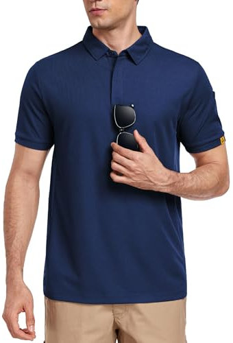 Csqtongan Herren Kurzarm Poloshirts Atmungsaktiv Golf Poloshirt Herren Sport Polo Shirt T-Shirt für Outdoor-Aktivitäten, Dunkelblau XL