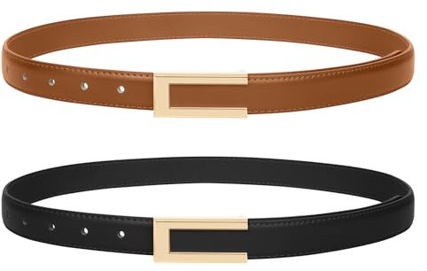 flintronic Ledergürtel Damen, Verstellbarer Schmaler Taillengürtel für Damen, Dünner Gürtel, Skinny Retro Taillengürtel, Klassisch Damengürtel für Kleider Hosen Jeans