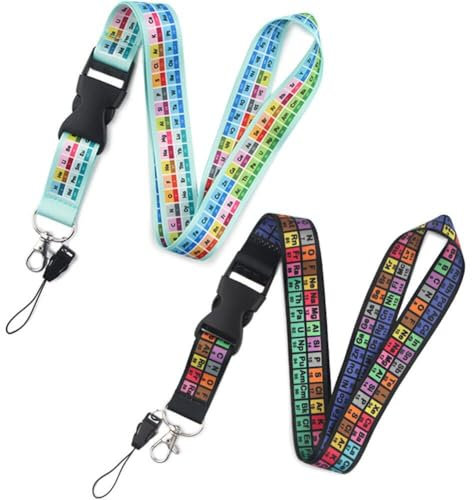 Generic 2 Stück Polyester-Lanyard, Klassisch, Mehrfarbig, Karabiner, Schlüsselanhänger, Namensschild-Karte