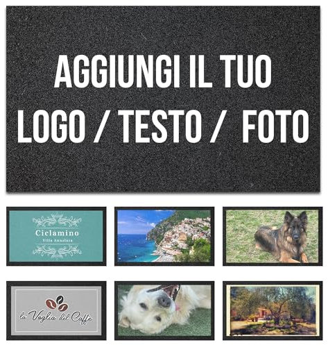 WELCOMAT - Zerbino Ingresso Esterno Personalizzato - Dimensioni 40x60 cm - Zerbino Ingresso Casa Simpatico, In Gomma Riciclata, pefetto per Foto, Loghi, Scritte