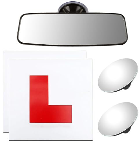 ADDLIVE L Plates Magnetic, 2PCS Fully Magnetic Car L Plates, Learner Plates + Blind Spot Mirrors for Cars + Rear View Mirror for Driving Test & Lessons for Learner Drivers, Adjustable and Universal