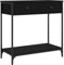 Schmaler Konsolentisch mit 2 Schubladen und 1 Ablage, 75x34,5x75 cm Beistelltisch, Eingangtisch, Flurtisch, Metallgestell, Kleiner Sofatisch für Eingang, Flur, Schwarz