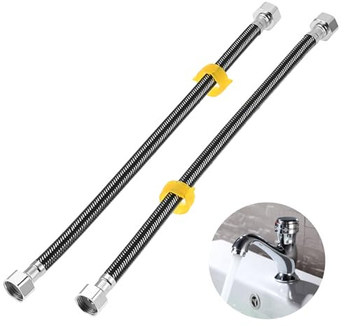 DRELD 2 Stück Flex Schlauch Armatur, Edelstahl Anschlussschlauch G1/2 x G1/2, Panzerschlauch Wasserhahn, Dusche Umflechtung Flexschlauch für Wasserhahn Mischbatterie (40CM)