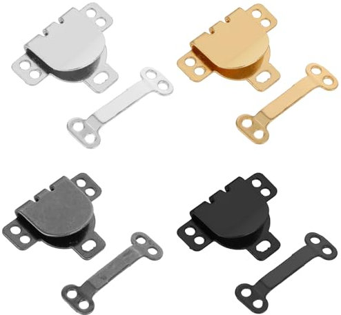 16 Set Hose Haken Und BAR, Nähhaken und Ösen Verschluss Set, Metall Hosenhaken Haken Verschluss, Hosenverschluss Haken für BHs, Röcke, Hosen(Schwarz, Strahlendes Weiß, Pistolenfarbe, Gold)