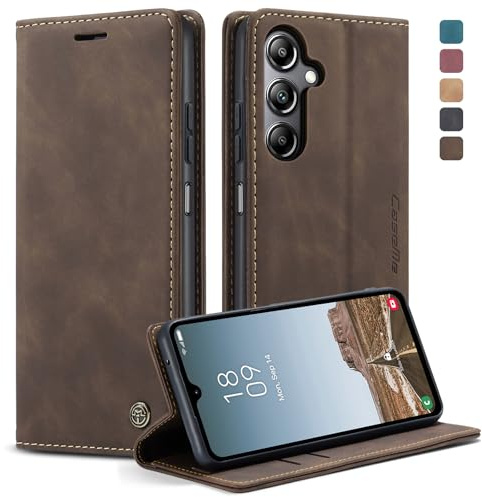 owlhold Coque Samsung Galaxy A05S, Housse Antichoc en Cuir PU Premium Fentes Cartes Etui Pochette de Portefeuille avec Fonction Support Case à Rabat pour Samsung Galaxy A05S - Café
