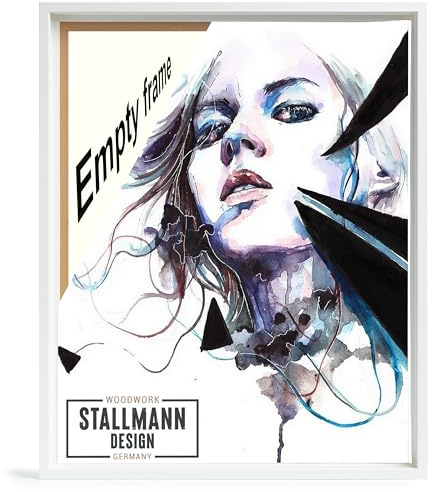 Stallmann Design Schattenfugenrahmen für Keilrahmen | 100x100 cm | weiß | MDF Rahmen für Leinwände mit außergewöhnlicher Tiefenwirkung (40mm) | mit Montagezubehör | ohne Glas und Rückwand