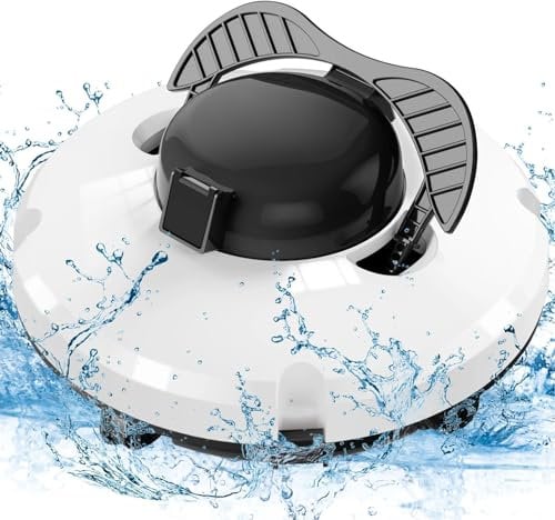 Poolroboter, Boden und Wand, Wasserleitung, kabelloser Poolstaubsauger, 120 Minuten Reinigung, Klettern der Wände, zwei leistungsstarke Sauganschlüsse, 4 kg, ultraleicht, ideal für Enterr Pools (weiß)