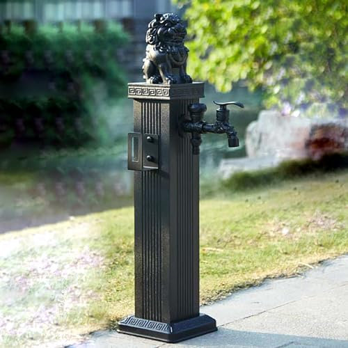 Freistehender Gartenbrunnen für den Außenbereich, Hydrant mit Frostschutz, quadratisch, 68,6 cm
