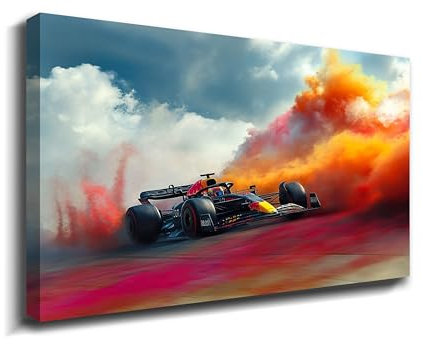 BOHU ARTS Auto-Poster auf Leinwand, Motiv: Red Bull Racing Rb19, Wandkunst, Rennauto, Malerei, Bilder, Wandästhetik, Dekoration für Herren, Wohnzimmer, Schlafzimmer