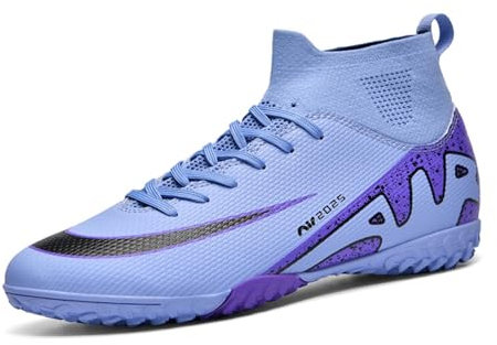 YUKTOPA Scarpe da calcio da uomo High Top Spikes Ragazzi Kicking Training Scarpe da ginnastica professionali da calcio all'aperto, Viola Tf, 42 EU