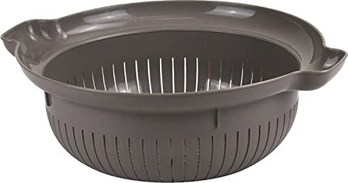 Deep Colander Food Strainer, 30 cm Large with Side Handles, Basket for Vegetable Wash, Sink Colander, Draining Pasta, Rice, Fruit (Brown)